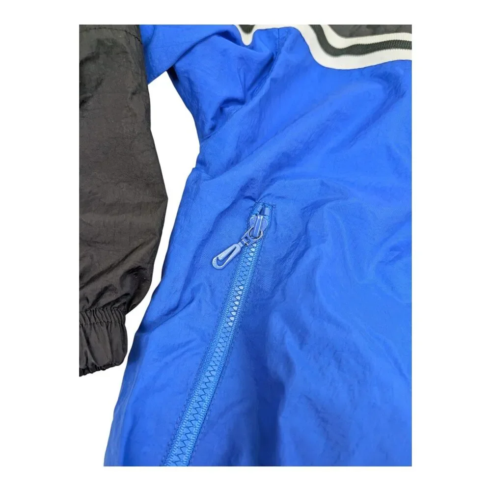 Vintage Nike Jacket Mens M Black Blue Track Windbreaker‎ Swoosh Logo 90s USA